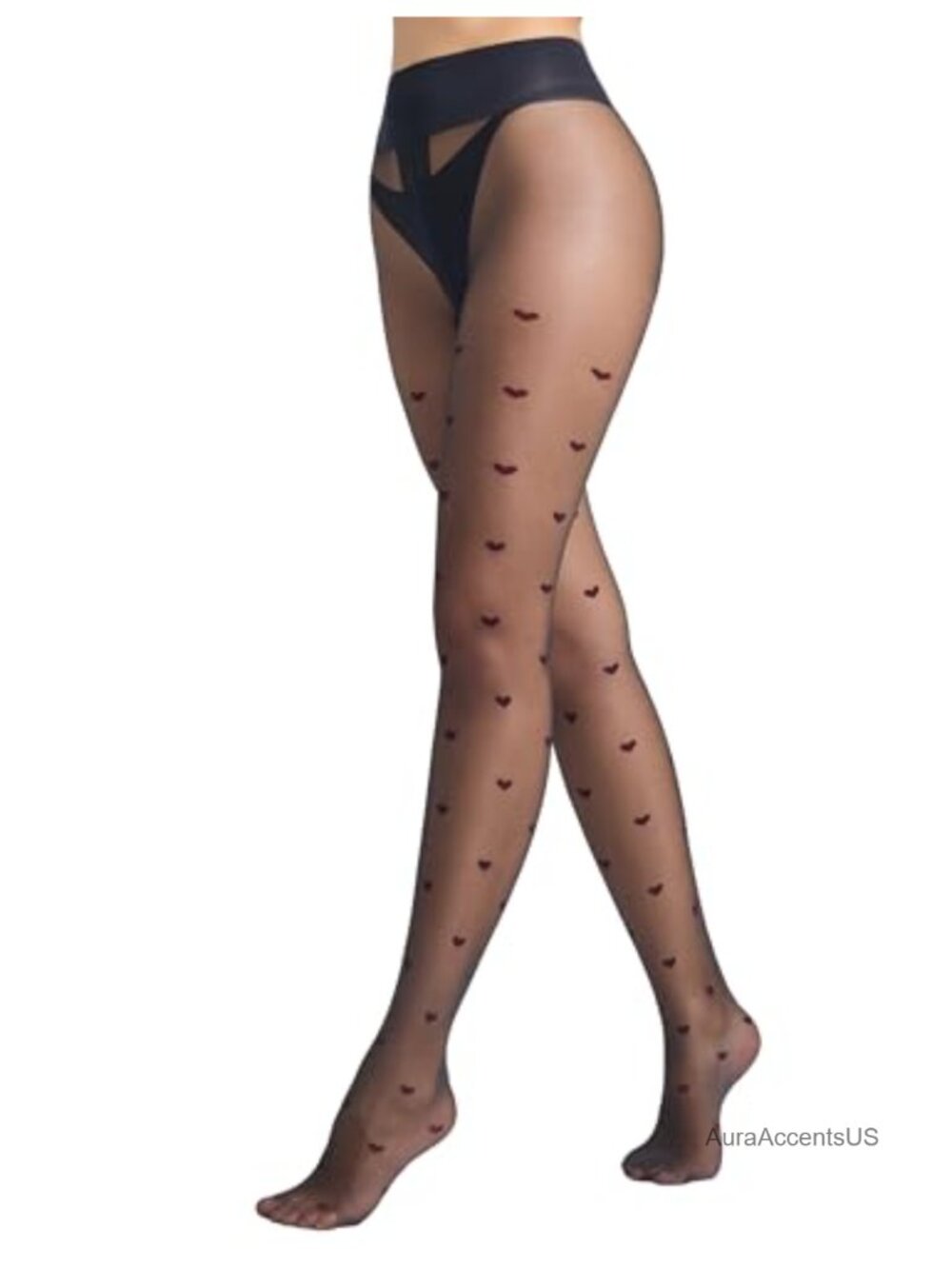 Sheer Patterned Pantyhose 40D Heart Design High Stretch Tights